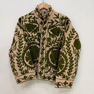 Veste en coton brodé indien Suzani manteau d'hiver court fait à la main Boho veste à broderie hippie pour femmes - Product Image 1