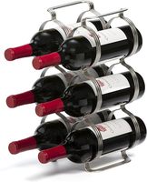 Excellent Porte-bouteilles à vin autoportant en métal noir moderne pour 6 bouteilles, support de rangement pour comptoirs de cuisine et garde-manger