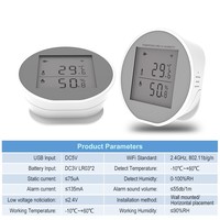 Tuya Smart WIFI Sensor de temperatura y humedad con pantalla LCD Control de aplicación alimentado por USB para uso doméstico y hotelero