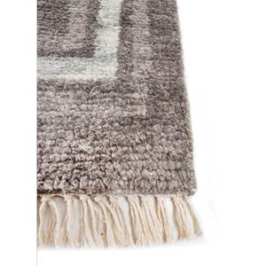 พรมขนสัตว์ถักมือลายเรขาคณิตสีน้ำตาลเบจลายไทม์ รุ่น AKWT-1055 สำหรับห้องนั่งเล่น ห้องโถง ห้องนอนวัยรุ่น รูปทรงสี่เหลี่ยมผืนผ้า - Product Image 4