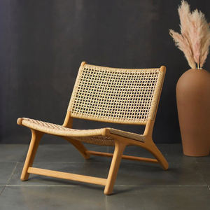 relax <b>chair</b> teak wood with rattan handmade - Product Image 2