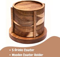 Ensemble de sous-verres en bois de noyer écologiques, élégants et durables, les plus vendus, avec support, design carré classique, personnalisable, épaisseur 10 mm