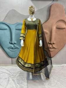 ชุดแต่งงานปาร์ตี้ผ้าไหมนุ่มสวยงามพร้อมชุดเดรสทำงานผ้าพิมพ์ลายแบบดั้งเดิมล่าสุด - Product Image 3