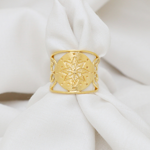 แหวนแมนดาลาเงินสเตอร์ลิงสี925ชุบทอง18K ตัวเรือนเป็นฐานสำหรับงานแต่งงานและงานปาร์ตี้ - Product Image 2