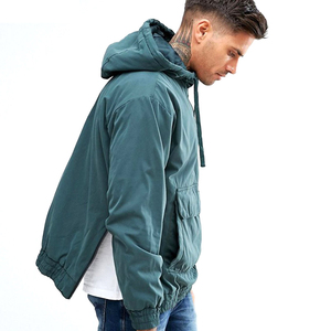 Chaqueta cortavientos Anorak de nailon verde de alta calidad, chaqueta de entrenador de lona ligera con capucha y cuello levantado para invierno - Product Image 3