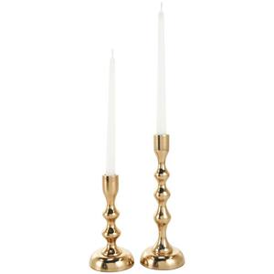 Trio de trois bougeoirs modernes en métal doré pour la décoration intérieure, la réception de mariage et les centres de table. - Product Image 3