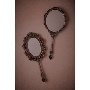 Handheld <b>Makeup</b> Mirror Antique Style Gold Ornate Metal Mirror Flower Design Portable Travel Cosmetic Mirror Lowest Price - Product Image 2