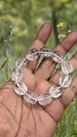 Bracelet de perles roulées en quartz clair pour la guérison - Tendance mode, objet de collection artistique, bijoux en pierres précieuses naturelles
