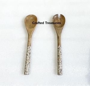 Couverts en bois et en résine de haute qualité personnalisés ensemble de couverts de salade pour vaisselle ustensiles de cuisine mariage et noël - Product Image 3