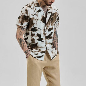 Camisas de Verano de Nuevo Estilo en Venta, Camisas con Cuello Cubano para Hombre con Logotipo Bordado Personalizado, Servicio OEM - Product Image 4