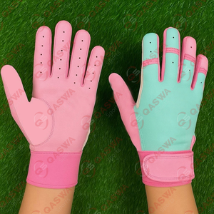 Guantes de bateo de cuero genuino de puño corto para adultos jóvenes Precio al por mayor Guantes de bateo de béisbol duraderos ajustables - Product Image 2