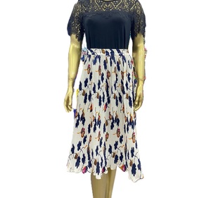 Falda Casual de Línea A para Mujer, Plisada, Estampada Floral, 100% Poliéster Tejido Ecológico, Hasta la Rodilla, Alta Calidad, Tallas Personalizadas - Product Image 4