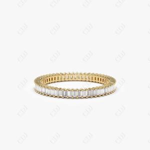 Baguette de oro macizo moderno, banda de boda de diamante cultivado en laboratorio, eternidad completa, banda de compromiso de diamante apilable única - Product Image 3