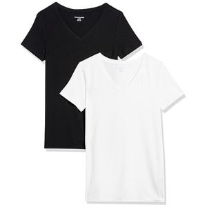 T-shirt de haute qualité 100% coton filles T-shirt minimaliste col en V pour les femmes - Product Image 1