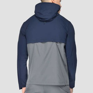 Chaqueta cortavientos personalizada para hombre, conjunto de chándal de dos piezas con cremallera, chándal de retazos de poliéster y nailon, chándal cortavientos - Product Image 4