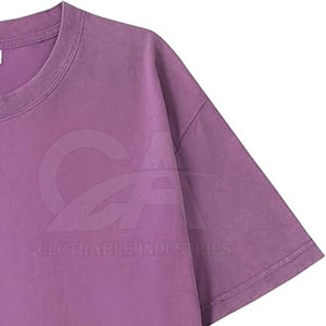 Camiseta de algodón lavado de corte holgado para hombre, camiseta oversize con efecto ácido, camiseta de algodón lavado con hombros caídos, camisa retro lavada - Product Image 5