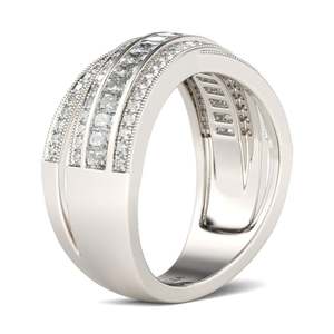 Jeulia <b>Cross</b> Round Cut Sterling <b>Silver</b> Women's Diamond Band <b>Ring</b> - Product Image 3