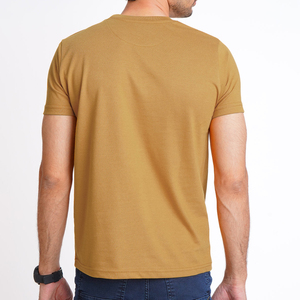 Men's Mustard Yellow Crew Neck T-Shirt Slim Fit Cotton Basic Tee Solid Color Casual Wear - Product Image 4