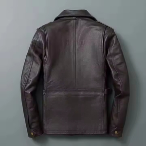 Men's <b>Leather</b> <b>Jacket</b> Winter Zipper Stand Collar Front Logo Pockets PU Fabric OEM Service - Product Image 5