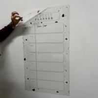 Planificateur hebdomadaire effaçable à sec durable 2024, organisateur avec surface tableau blanc réutilisable, fixation par électrostatique, en bois et polystyrène