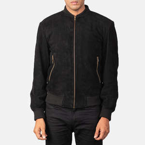Shane Genuine Sheep Skin <b>Suede</b> Bomber <b>Jacket</b> Autumn Casual Biker & Aviator Style Zippered Closure Reversible Water Proof Size XS - Product Image 4