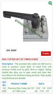 Juego de 7 cortadores de disco con palanca GS 589F Herramientas de joyería de acero para uso en joyería - Product Image 2