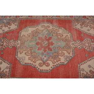Turkish Rug, 4.5x8.2 ft Vintage Rug, <b>Red</b> Blue Floral <b>Wool</b> Rug - Product Image 5