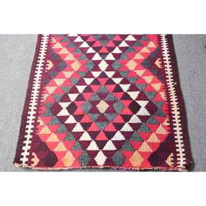Alfombra Kilim clásica turca Vintage rojo Beige 2,4 X 11.9ft patrón rectangular técnica de tejido plano látex de lana para habitaciones grandes - Product Image 4