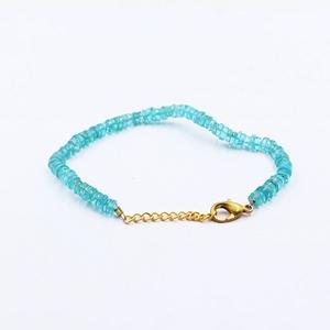 Bracelet en apatite bleue naturelle de qualité AAA+ pour femmes, bracelet délicat en pierres précieuses de forme de 4 mm pour la fabrication de bijoux chrétiens - Product Image 1