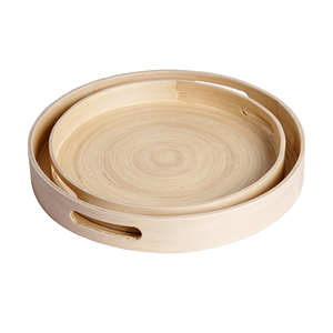 Bandeja redonda de bambú hilado natural al por mayor con asas, bandejas de café rústicas hechas a mano para cocina de Vietnam - Product Image 1