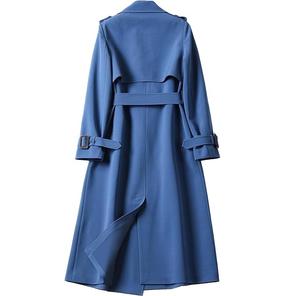 Manteau long d'hiver en mélange de laine coupe ample, style trench-coat chaud croisé, couleur unie, parka avec ceinture en polaire, idéal pour le travail formel - Product Image 2