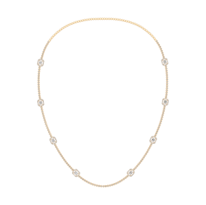 Elegant Women's 14k Yellow Rose Gold Square Diamond <b>Pendant</b> Necklace <b>Long</b> Chain Solid Gold Made India Party Factory Wholesale - Product Image 2