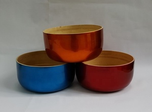 Multicolor silver leaf christmas color Eco Friendly Salad Bowls <b>Bamboo</b> Bowl for home and kitchen dinnerware sets Made in Vietnam - Product Image 5