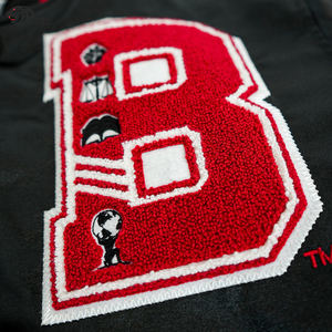 แจ็กเก็ตสีดำใส่ได้ทั้งชายและหญิงวินเทจสไตล์สตรีทสไตล์โมเดิร์นพร้อมโลโก้ปัก - Product Image 4