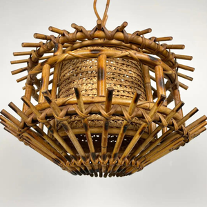 Lámpara colgante decorativa de diseño antiguo, linterna de ratán de alta calidad, sombra de bambú, hogar clásico, terraza, almacén, rústico de lujo - Product Image 5