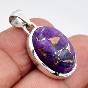Pendentif de pierres précieuses tendance Turquoise violette 925 pendentif de bijoux fins en argent Sterling avec 925 bijoux de pendentif en argent de timbre - Product Image 3