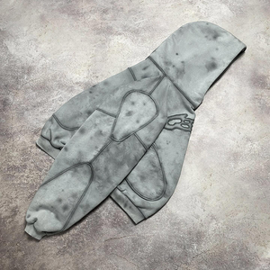 Custom 420Gsm Heavyweight 100% Cotton Terry Vintage <b>Applique</b> Distressed Embroidery <b>Patch</b> Regular Men's Pullover Letter Autumn - Product Image 4