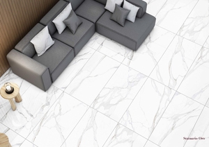 Carreaux en porcelaine émaillée Statuario Oro de conception italienne, modernes, antidérapants et antibactériens pour appartements, villas et écoles - Product Image 3