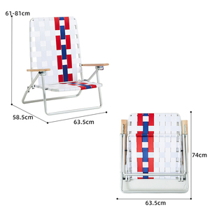 كرسي شاطئ قابل للتعديل من HOMFUL بأربعة أوضاع، كرسي خفيف الوزن قابل للطي مصنوع من الألومنيوم مع مساند خشبية وإطار مضاد للانقلاب - Product Image 5