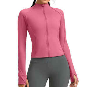 Chaquetas deportivas con cremallera para mujer al por mayor, chaqueta de yoga con logotipo personalizado - Product Image 1