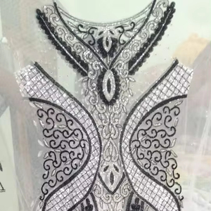 Best Price Luxury Handmade 100% Polyester Beaded <b>Fabric</b> Zircon Indian Garments High Quality Blackout Direct Export Supplier - Product Image 1