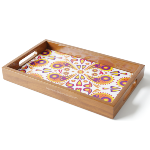 Bandeja de Servir Rectangular Moderna de Madera con Estampado Esmaltado, Bandeja Decorativa para Mesa de Cocina, Plato para Bodas, Nuevo Proveedor Mayorista de Bandejas Decorativas - Product Image 4