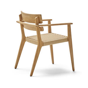 Chaise de salle à manger intérieure/extérieure imperméable au design européen moderne Siège en rotin tressé à cadre en bois de teck massif Matériau de haute qualité - Product Image 6