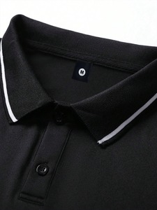 Camiseta de Negocios Transpirable para Hombre, Polo de Manga Corta de Seda de Hielo, Camisa Polo con Botones Estampados, Ropa Masculina - Product Image 3