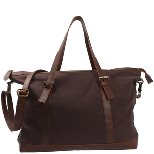 Sac fourre-tout multifonctionnel en toile moka pour femmes Sac de week-end Bandoulière amovible et réglable Fermeture à glissière Bagages de voyage sécurisés - Product Image 1