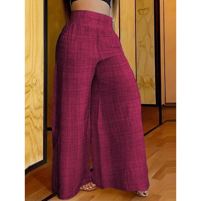 Wholesale Custom Women Yoga Wide-Leg Pants Drawstring Solid Plus Size Full-Length Premium Ultra-Stretchy High Elastic