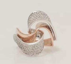 14K แหวนเพชรมอยส์ซอไนต์แท้ประดับเพชรแบบสองวงแหวนกระชับลายคลื่นครอสโอเวอร์เครื่องประดับของขวัญสำหรับเธอ - Product Image 2