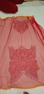 Meilleur prix 100% Polyester tissu perlé de luxe avec Zircon fait à la main fournisseur indien tissé motif de maille fabrication de vêtements de mariage - Product Image 4