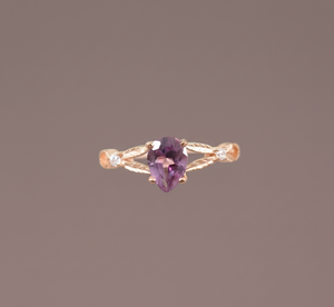 Anillo de Compromiso de Plata de Ley 925 con Amatista Clásica en Forma de Pera y Circonitas Blancas, Chapado en Oro Rosa, para Bodas y Fiestas - Product Image 3