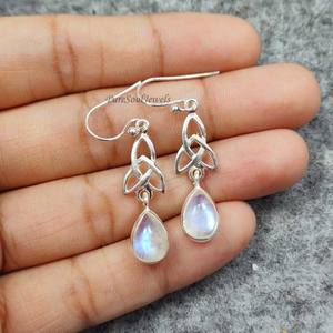 Boucles d'oreilles en cornaline renouvelée, laiton plaqué argent, bijoux vintage faits à la main, certifiées IGI, HARI OM CREATIONS, saison estivale, mariage - Product Image 2